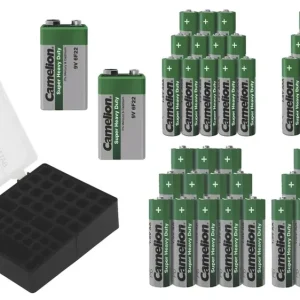 50-teiliges Zink-Kohle Batterie Sparset + Batteriebox Neuheit